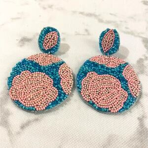 Multi Color Flower Seed Bead Earrings